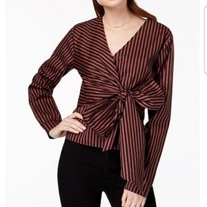 Faux wrap long sleeve top